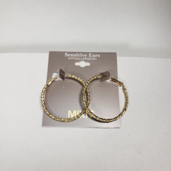 MIXIT Women’s Gold-Tone Twisted Rope Hoop Earrings – 1.5" Hypoallergenic Jewelry - Picture 7 of 11